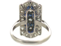 Art Deco Platinum, Sapphire & Diamond Rectangular Shaped Ring