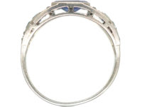French Art Deco Platinum, Sapphire & Rose Diamond Ring