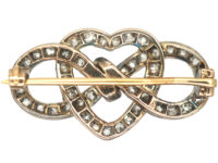 Edwardian Lover's Knot & Heart Diamond Brooch
