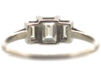 Art Deco Platinum Three Stone Diamond Ring