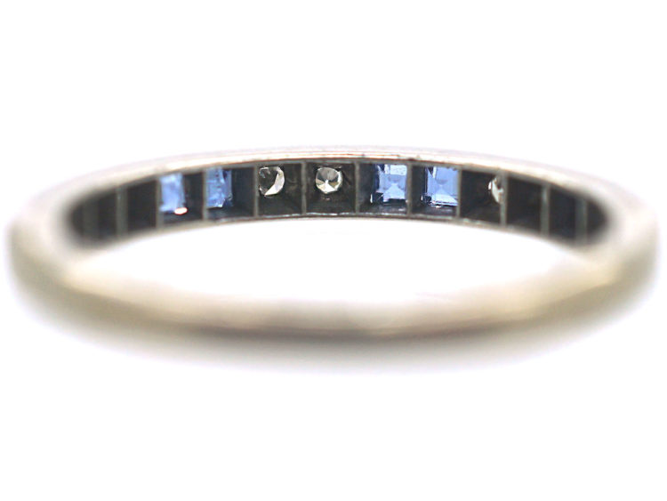 Art Deco 18ct White Gold Sapphire & Diamond Half Eternity Ring
