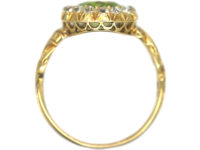 Edwardian 18ct Gold Peridot & Diamond Cluster Ring