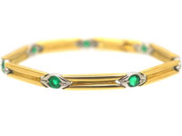18ct White & Yellow Gold Bracelet  set with Seven Emeralds