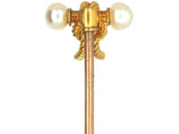 Edwardian 15ct Gold & Natural Pearl Tying the Knot Tie Pin