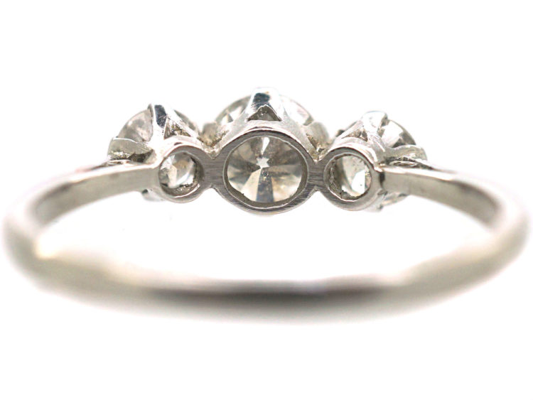 Art Deco 18ct White Gold Diamond Three Stone Ring