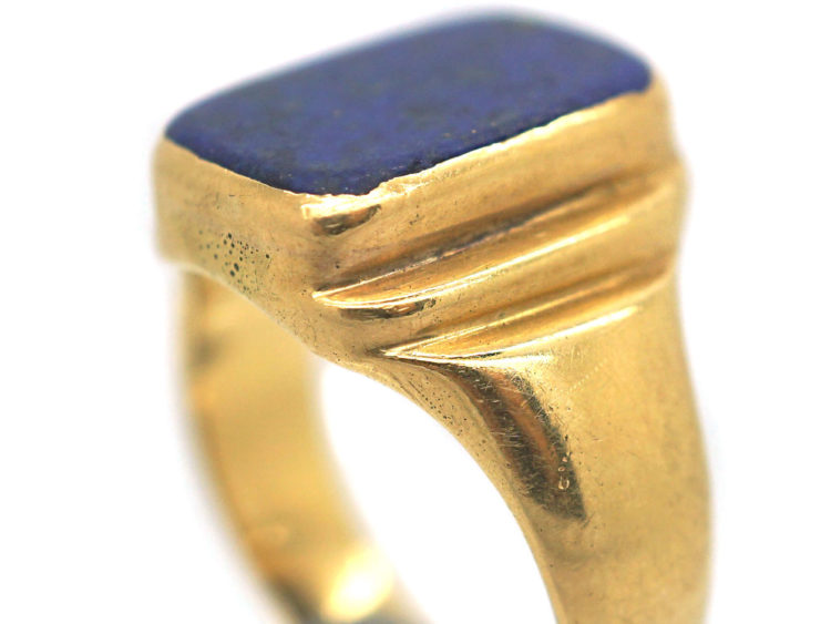 Art Deco 18ct Gold & Lapis Lazuli Signet Ring