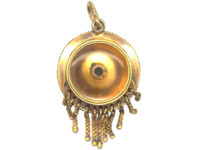 Victorian 18ct Gold Forget Me Not Royal Blue Enamel & Rose Diamond Pendant