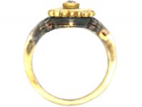 Art Nouveau 18ct Gold Diamond & Enamel Flowers Ring