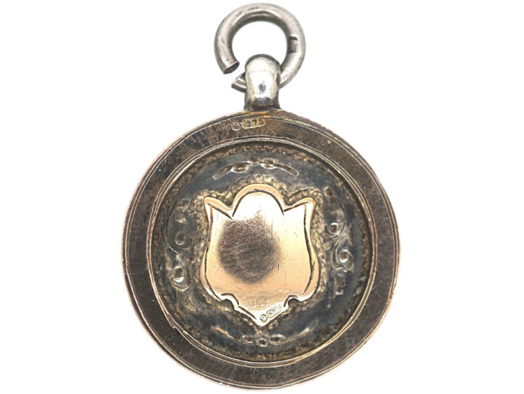 Art Deco Silver & Gold Overlay Pendant with Shield Motif