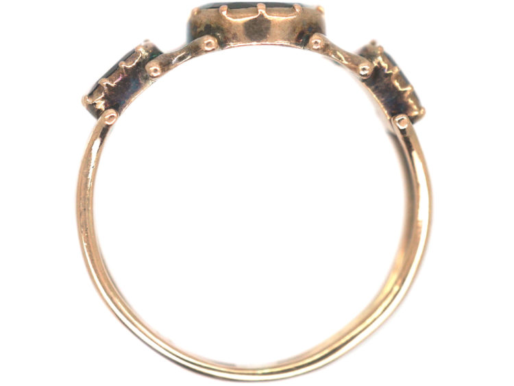 Georgian 9ct Gold Flat Cut Almandine Garnet Ring