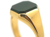 Art Deco 18ct Gold & Bloodstone Signet Ring