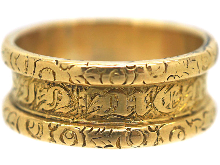 Georgian Wide 18ct Gold Memorial Ring