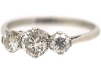 Art Deco 18ct White Gold Diamond Three Stone Ring