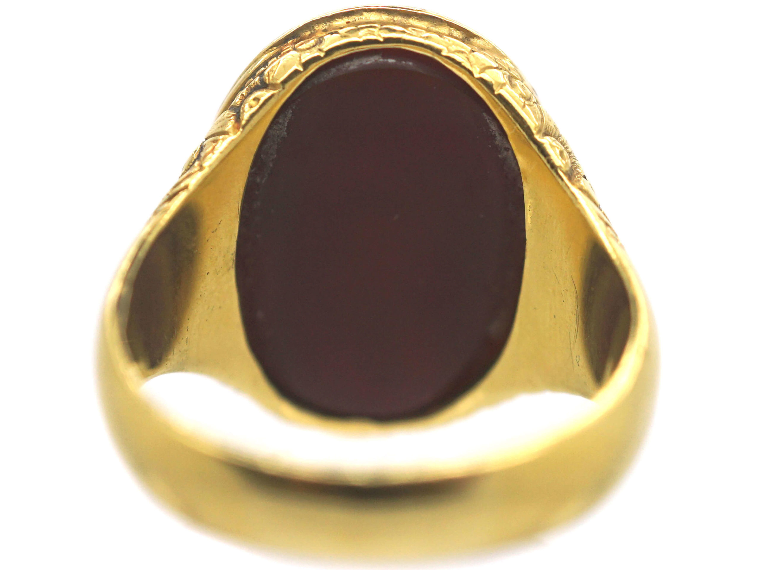 Victorian 18ct Gold Carnelian Intaglio of a Crest Signet Ring (562P ...