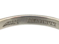 Art Deco Platinum Wedding Ring Engraved with Flowers & Leaves