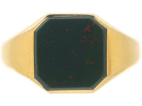 Art Deco 18ct Gold & Bloodstone Signet Ring