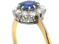 Edwardian 18ct gold & Platinum, Sapphire & Diamond Cluster Ring