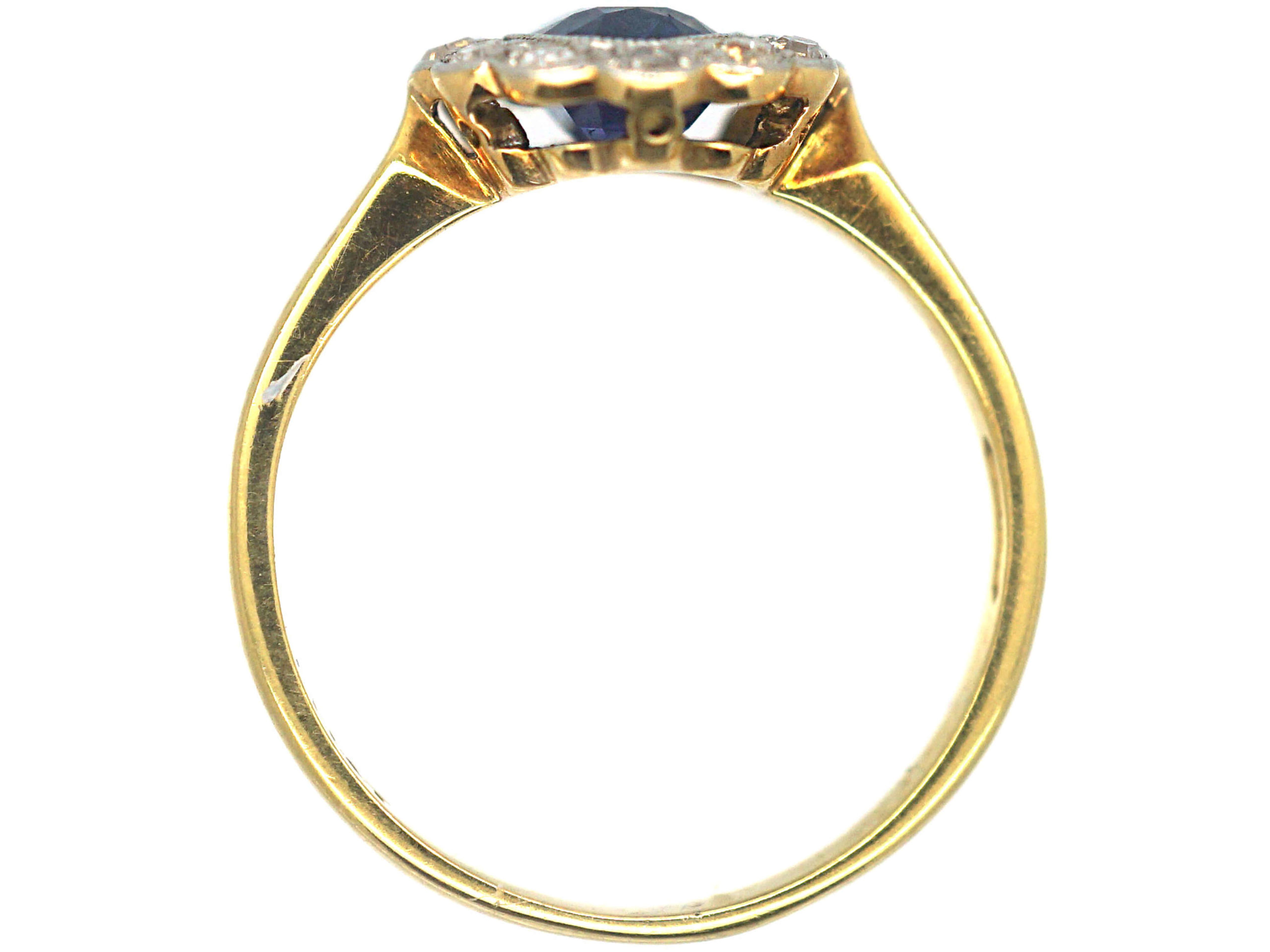Edwardian 18ct Gold & Platinum, Sapphire & Diamond Oval Cluster Ring ...