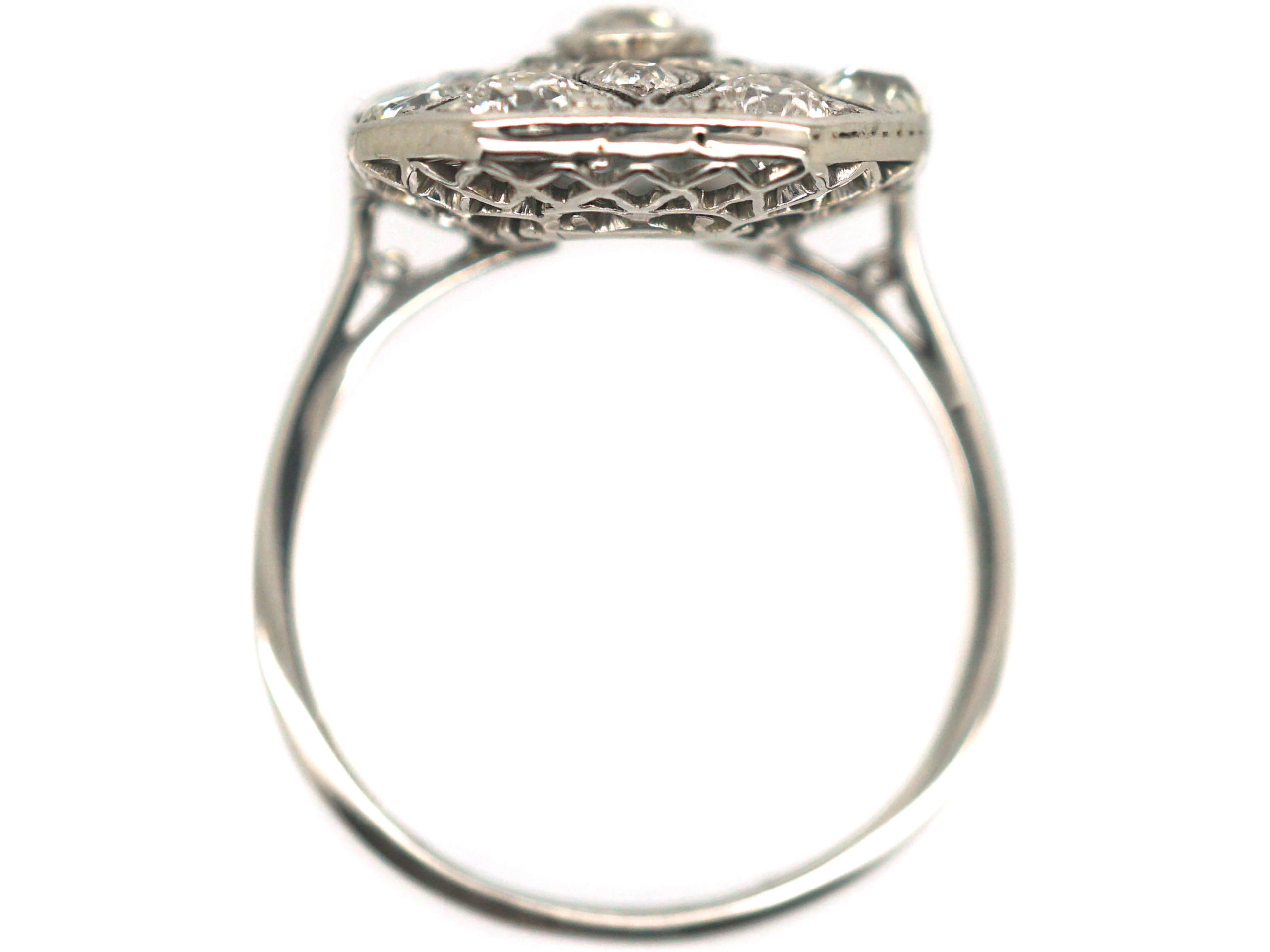 Art Deco Platinum & Diamond Plaque Ring with Flower Motif (524P) | The ...