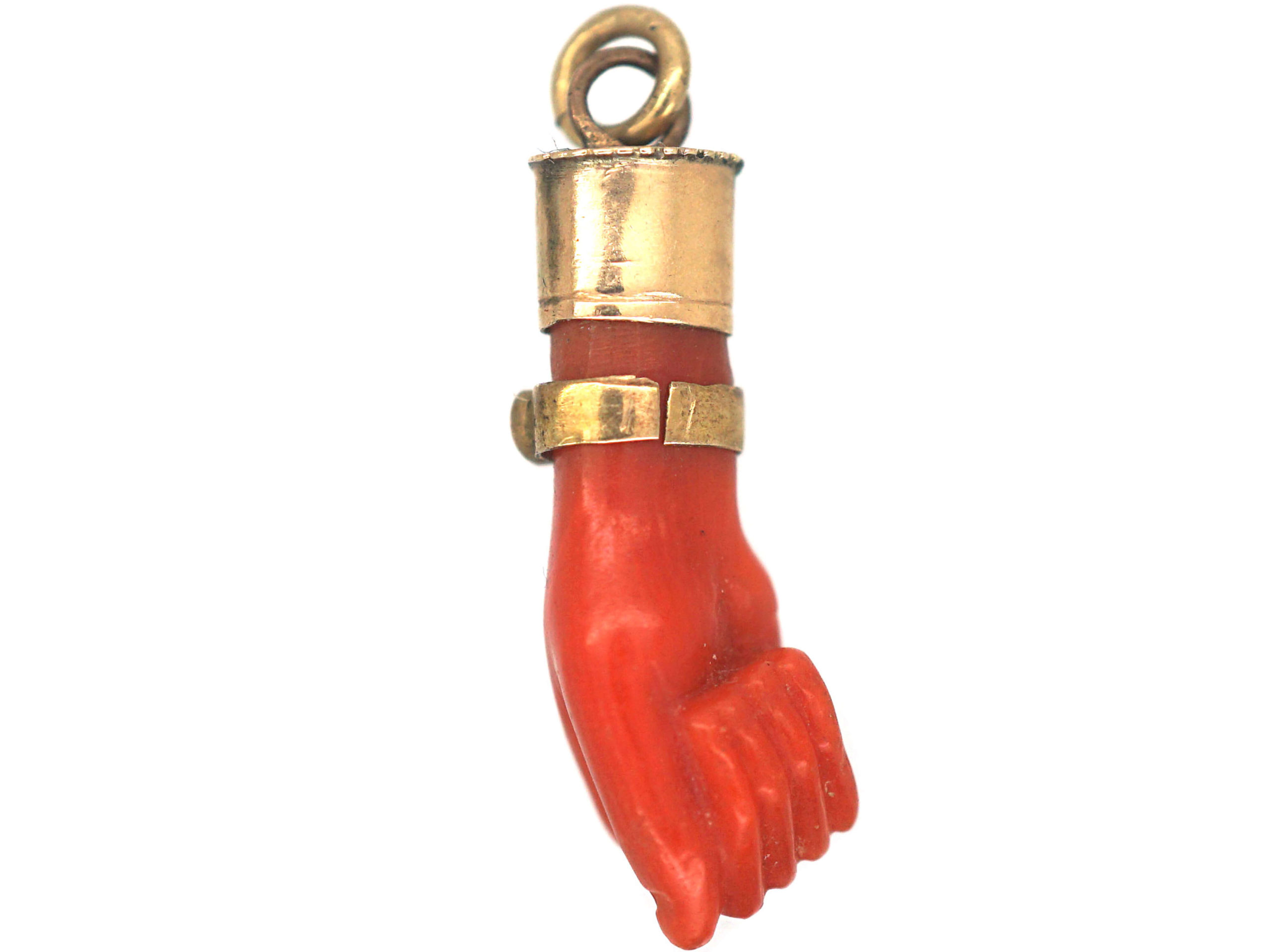 coral hand pendant