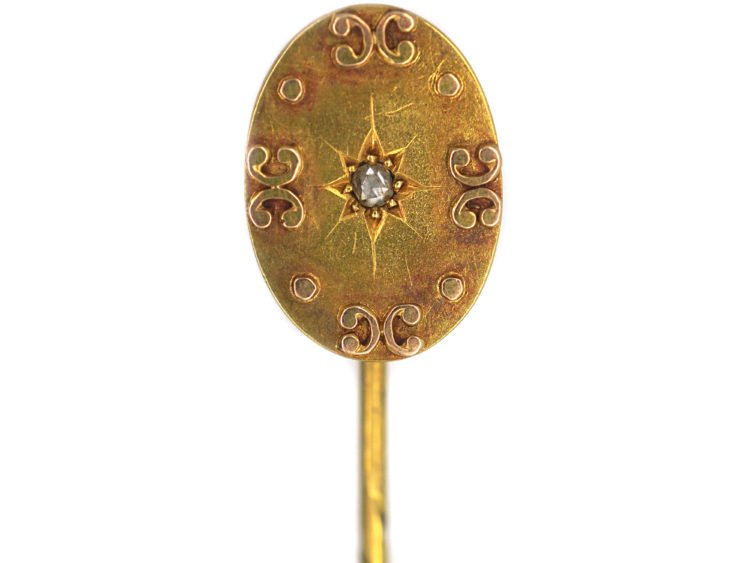 Victorian 15ct Gold Tie Pin set with a Diamond