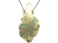 Art Nouveau Plique-a-Jour Silver Pendant of a Mermaid on Silver Chain