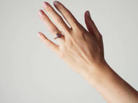 Edwardian 18ct Gold, Pink Sapphire & Rose Diamond, Diamond Shaped Ring