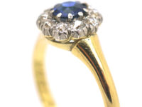 Edwardian 18ct Gold & Platinum, Sapphire & Diamond Cluster Ring