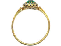 French 18ct Gold, Emerald & Rose Diamond Ring