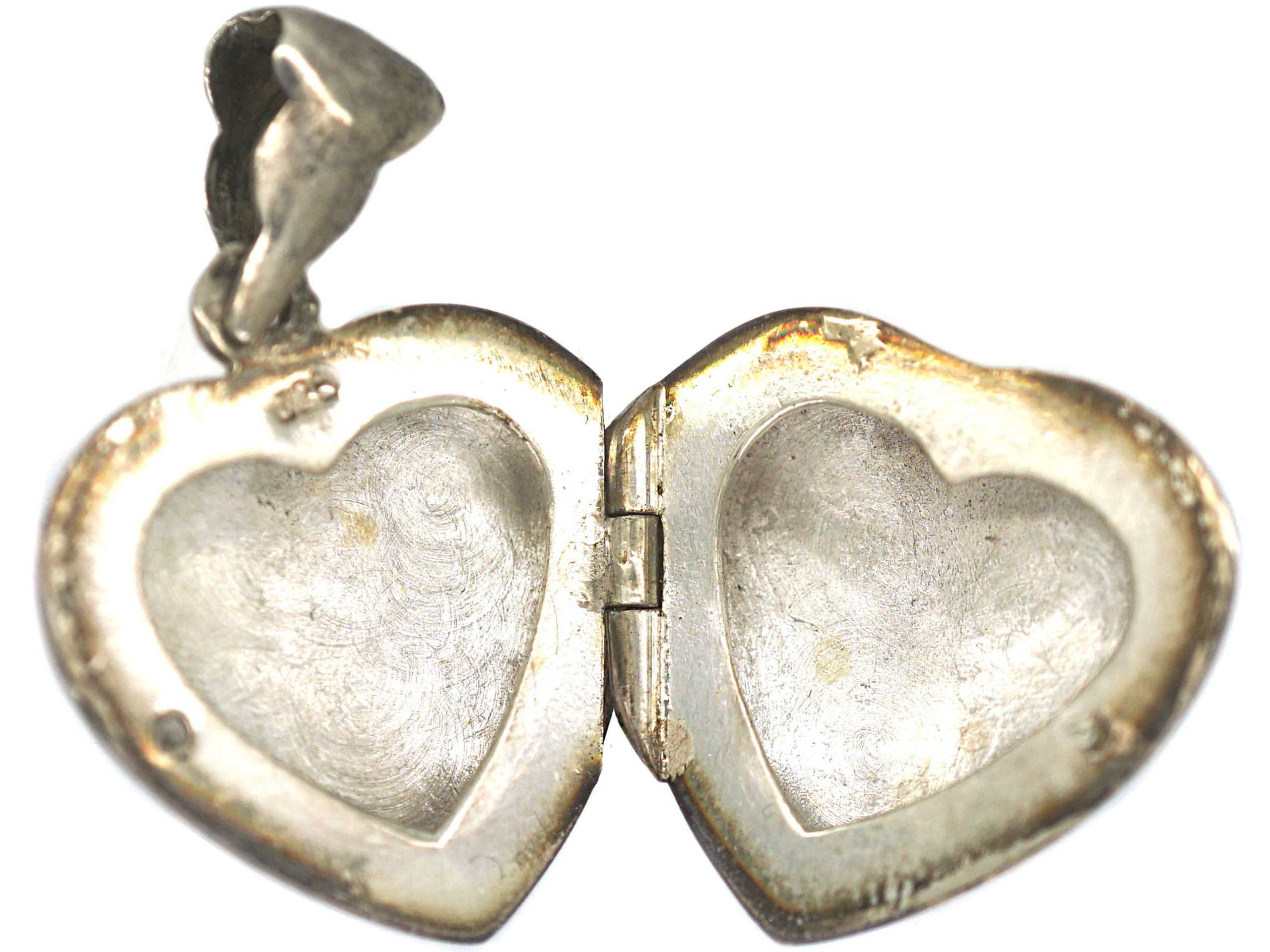 Silver Heart Shaped Locket (747P) | The Antique Jewellery Company