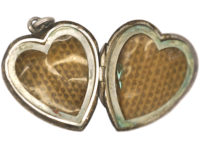 Silver Heart Shaped Locket with Engraved Leaf Motif