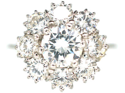 18ct White Gold Large Diamond Daisy Cluster Ring