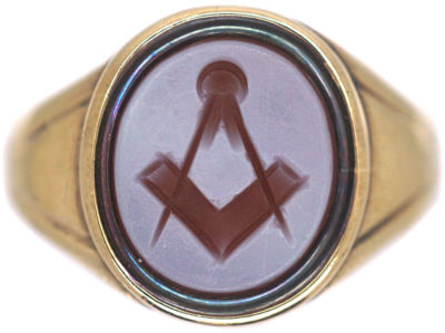 9ct Gold Ring with Carnelian Masonic Intaglio