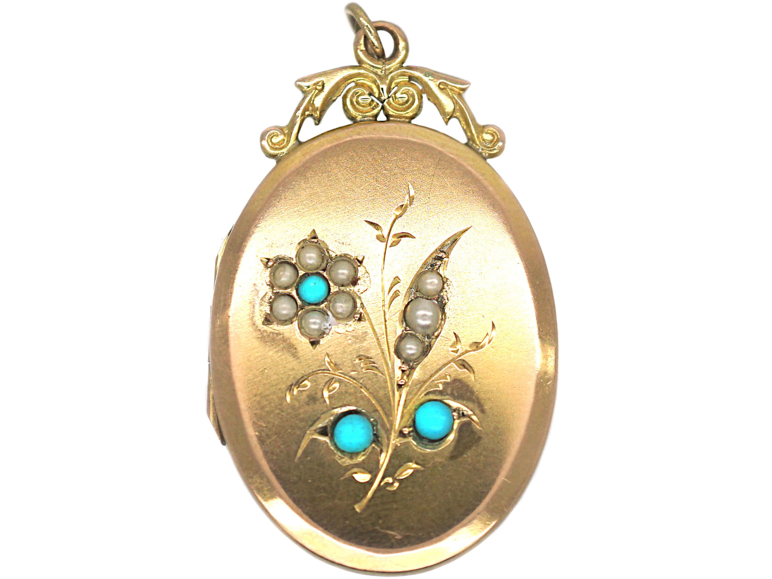 Edwardian 9ct Back & Front Oval Locket with Flower Motif (719P) | The ...