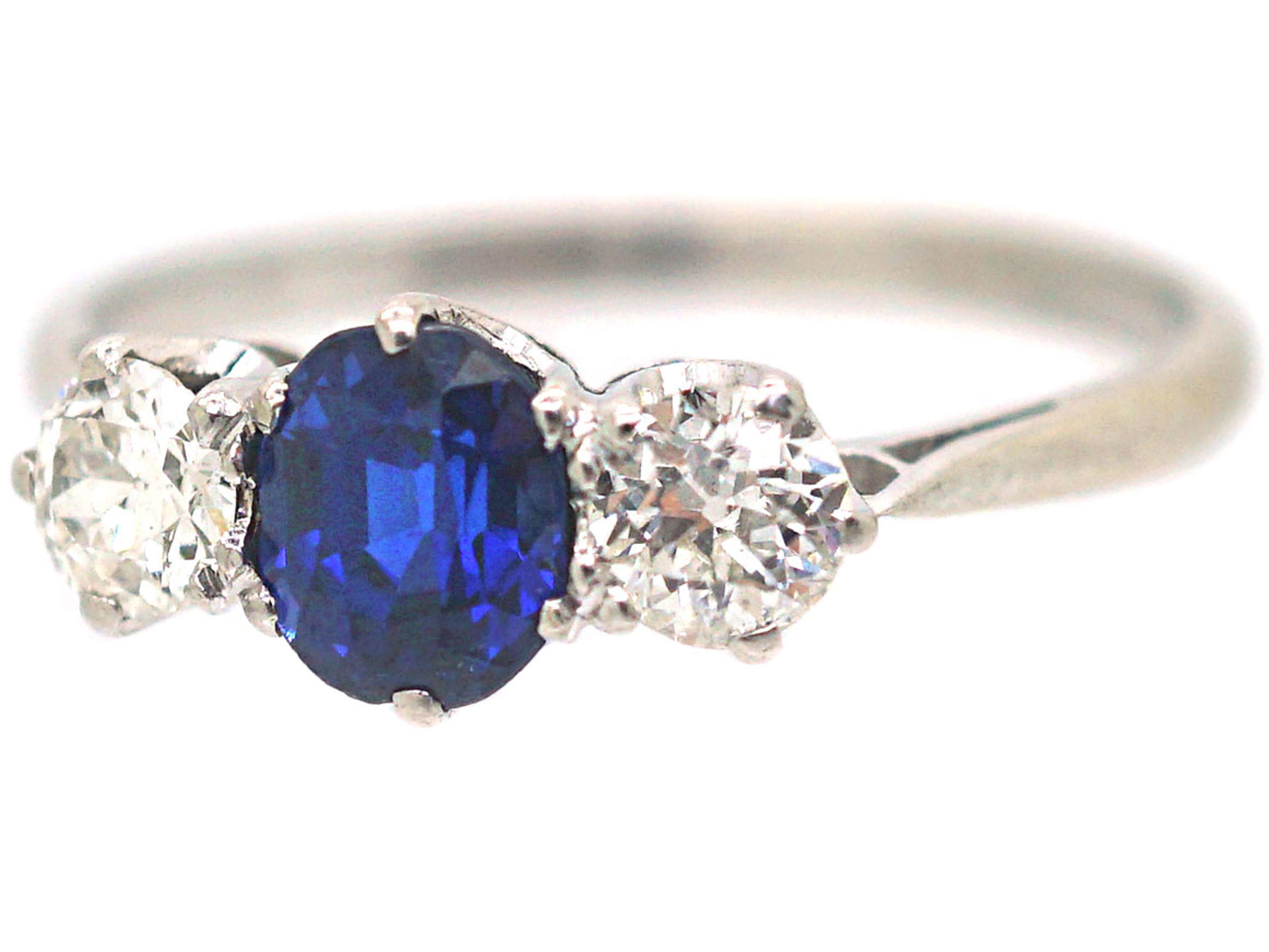 Platinum, Sapphire & Diamond Three Stone Ring (712P) | The Antique ...