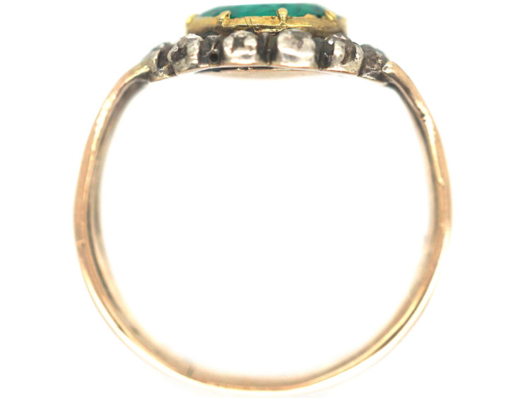 Georgian Emerald & Rose Cut Diamond Cluster Ring
