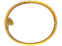 Victorian 18ct Gold Bangle set with Diamonds & Natural Split Pearls