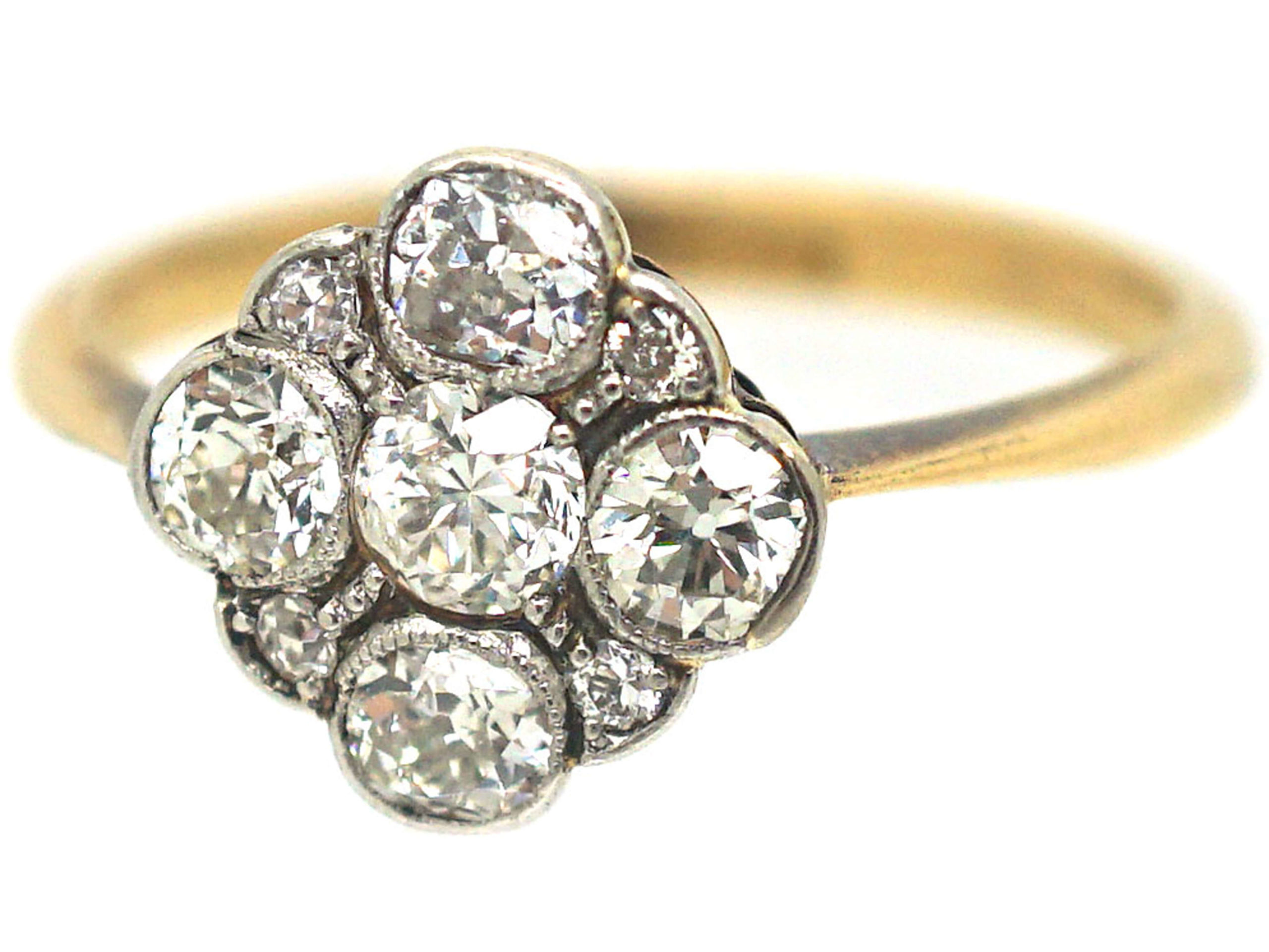 Edwardian 18ct Gold & Platinum Diamond Cluster Ring (694P) | The ...