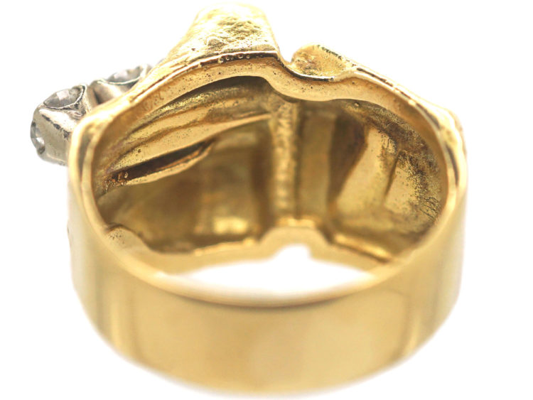Modernist 18ct Gold Ring set with Three Diamonds by Bjorn Wekkstrom