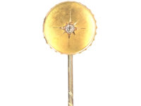Victorian 15ct Gold & Diamond Round Tie Pin
