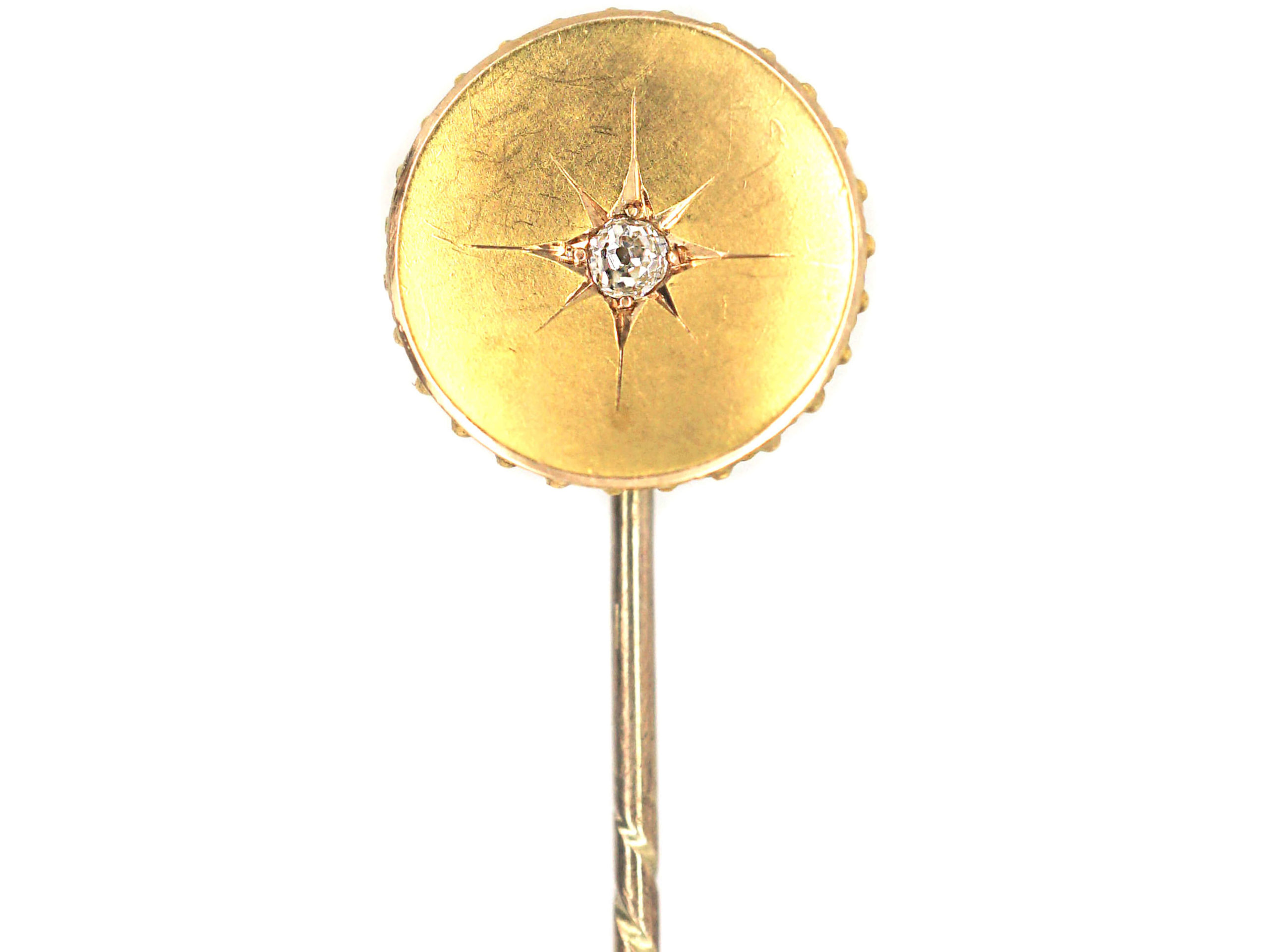Victorian 15ct Gold & Diamond Round Tie Pin (607P) | The Antique ...