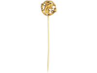 French 18ct Gold Griffin Tie Pin with a Natural Pearl in its Beak