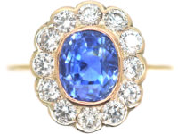 Edwardian 18ct Gold , Sapphire & Diamond Cluster Ring