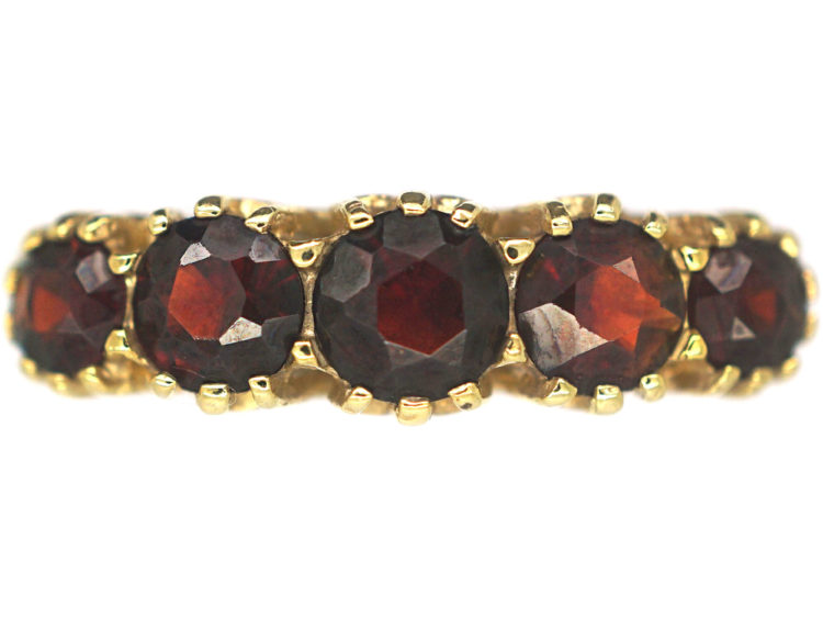 9ct Gold Five Stone Garnet Ring
