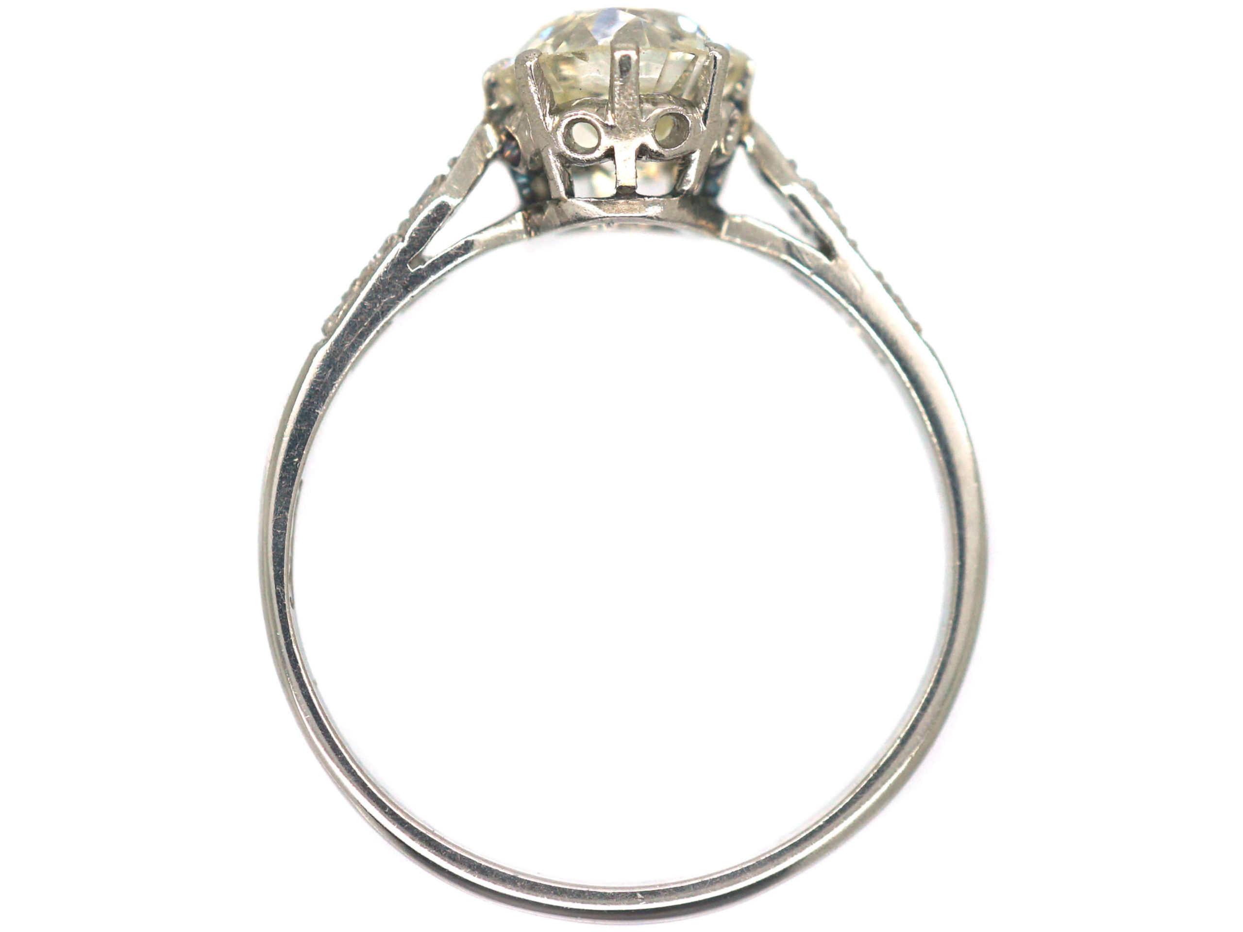 Art Deco Platinum, Diamond Solitaire Ring with Diamond Set Shoulders ...
