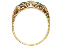 Regency 18ct Gold,  Briolette Cut Diamond & Emerald Ring