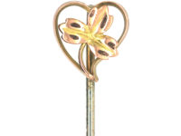 Edwardian 9ct Gold Three Leaf Clover within a Heart Tie Pin
