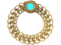 Georgian 18ct Gold Forget Me Not Chain Ring set with a Turquoise