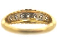 French 18ct Gold Diamond Ring with Line Pattern