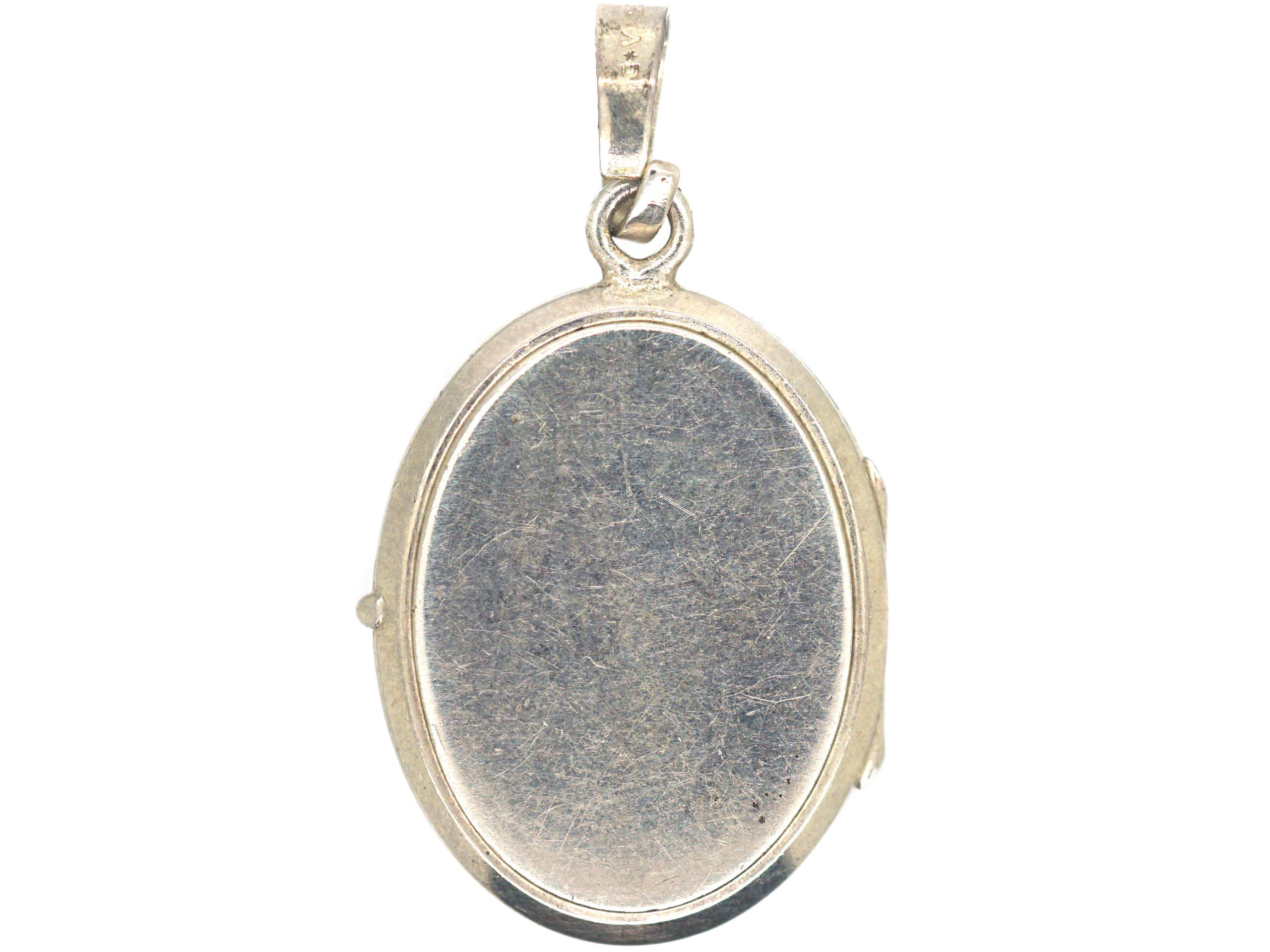 Silver Oval Locket with Starburst Motif (746P) | The Antique Jewellery ...